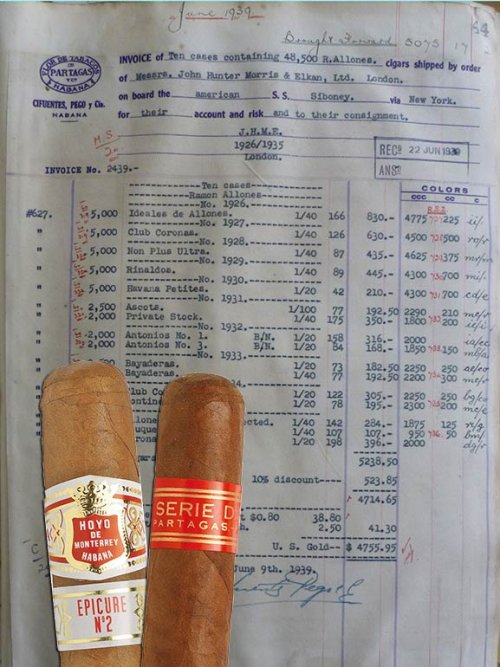 Partagas invoice June 1939