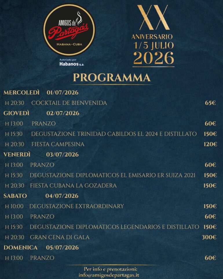 Encuentro Amigos de Partagás – July 1 to 5, 2026 (Italy)