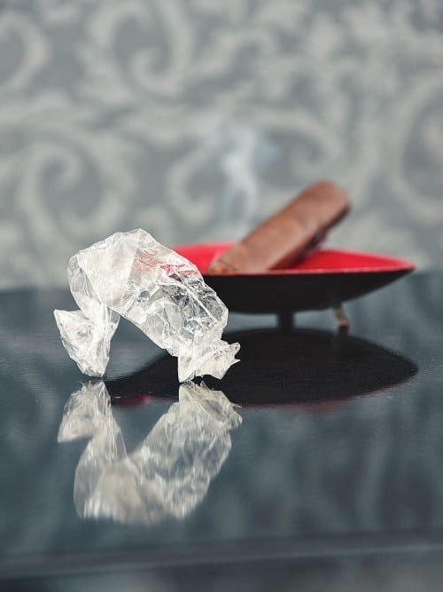 cellophane wrapper empty cigar ashtray
