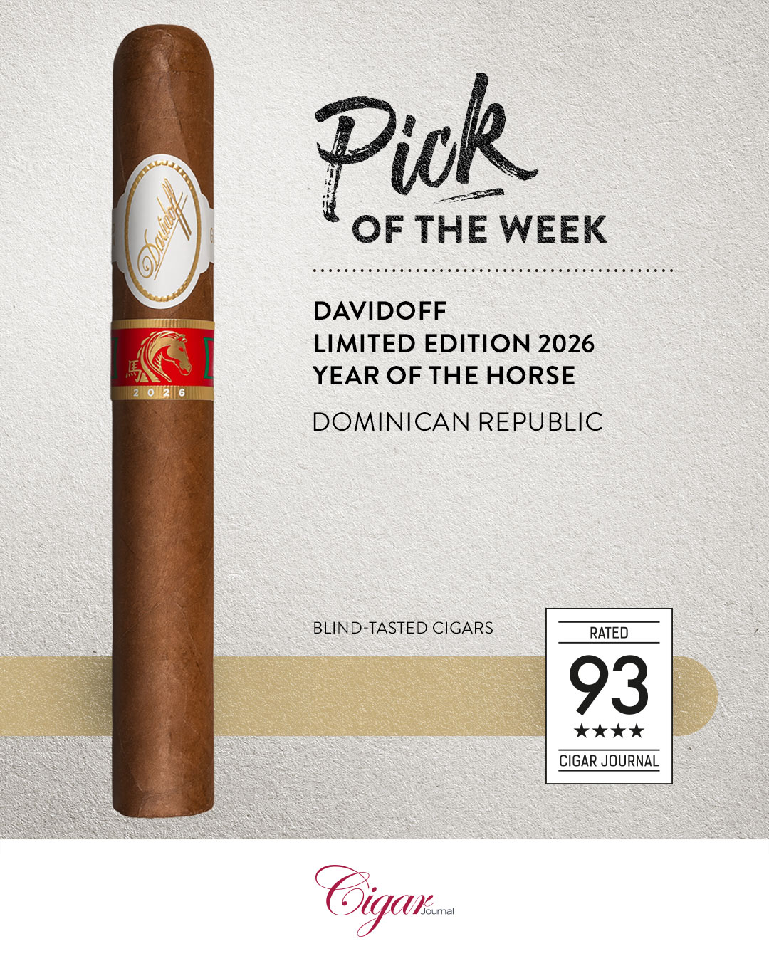 Cigar Journal on Instagram: Davidoff Limited Edition 2026 Year of the Horse Dominican Republic This cigar is complex and balanced, with dried por…