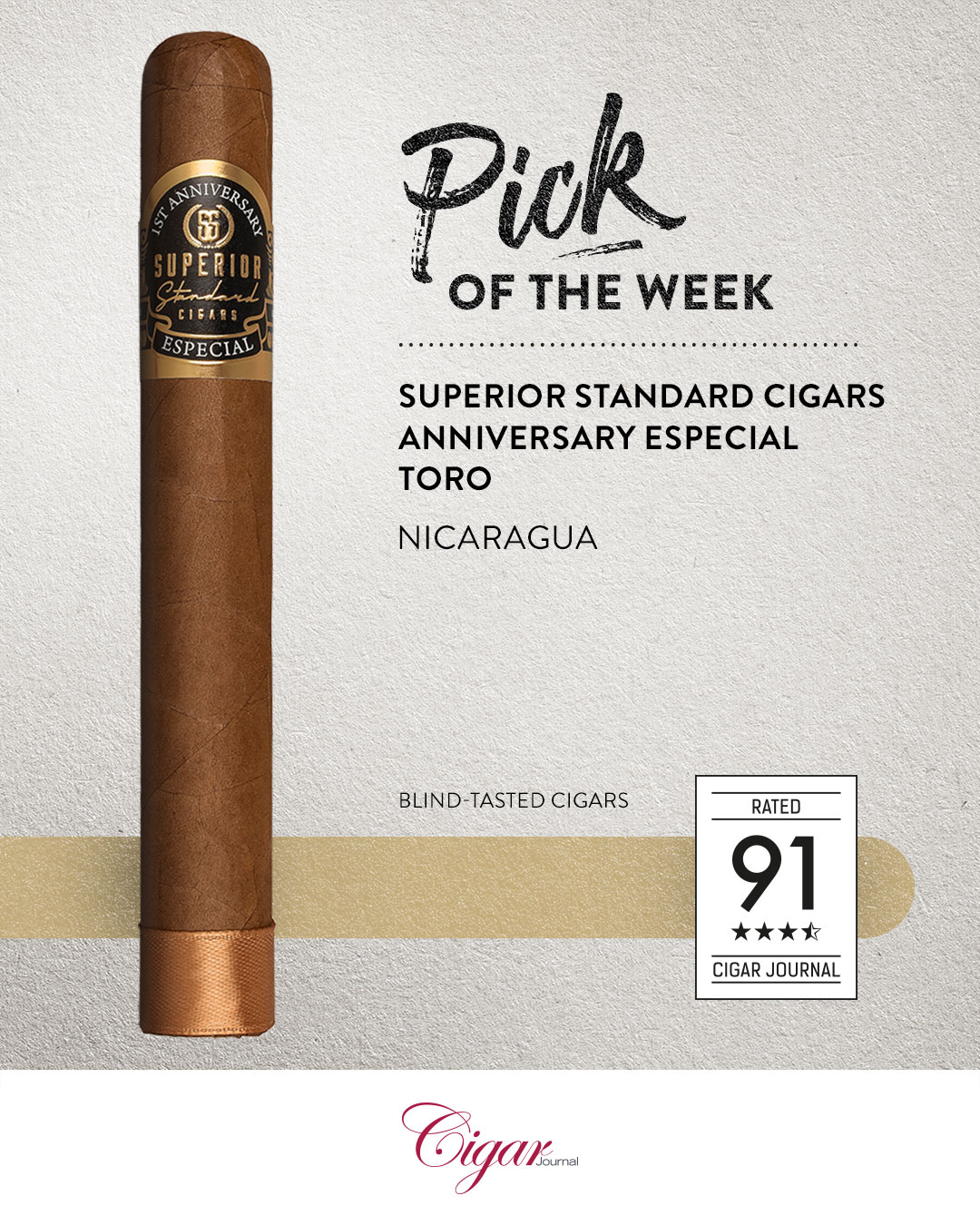 Cigar Journal on Instagram: Superior Standard Cigars Anniversary Especial Toro Nicaragua This medium-strength Toro is superbly crafted and has a …
