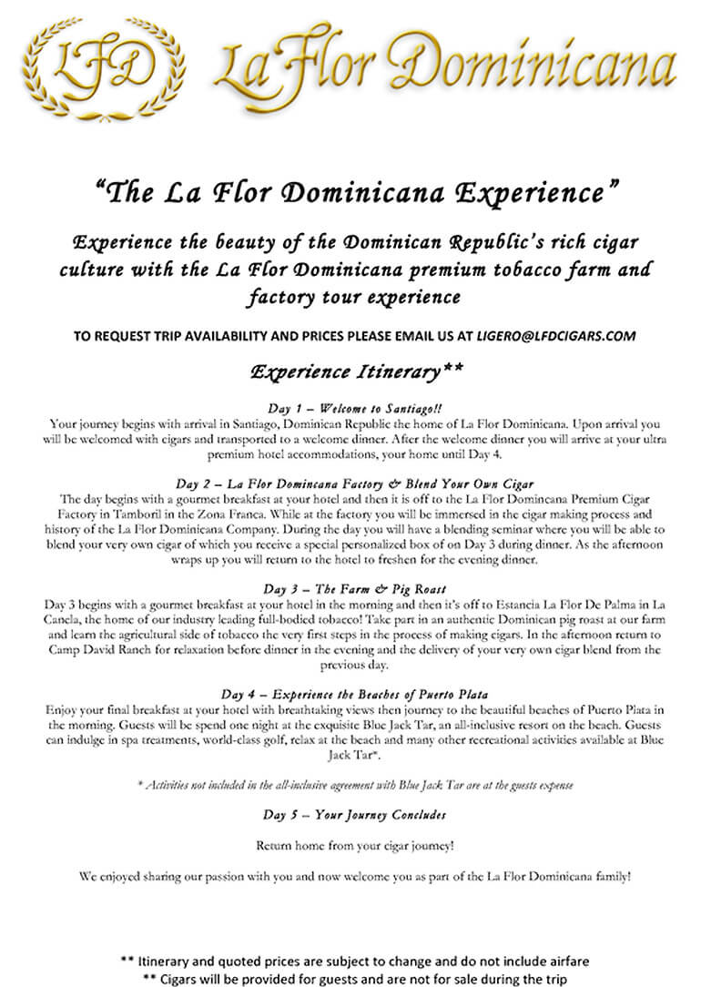 La Flor Dominicana Introduces Tour Concept “LFD Experience”