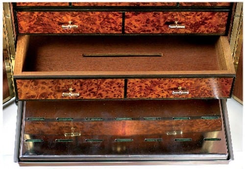 mini cabinet humidor open small drawers pulled out