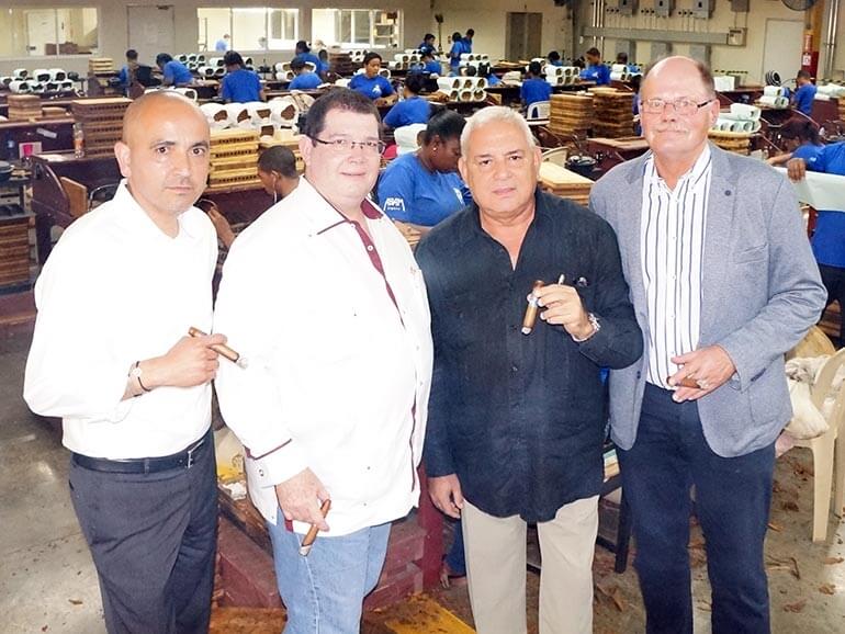 Rene Castañeda, Matias Maragoto, Manuel Garcia and Michael Blumendeller at the ABAM cigar factory